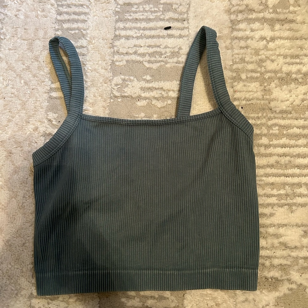 Colsie Ribbed Tank in Deep Green